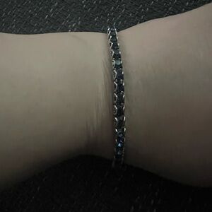 Elegant Silver and Blue Bracelet